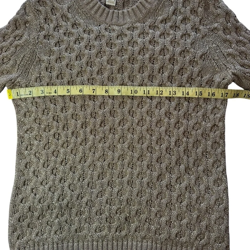 J. Crew Cable Knit XS Crew Neck Sweater in Tan and Metallic Gold